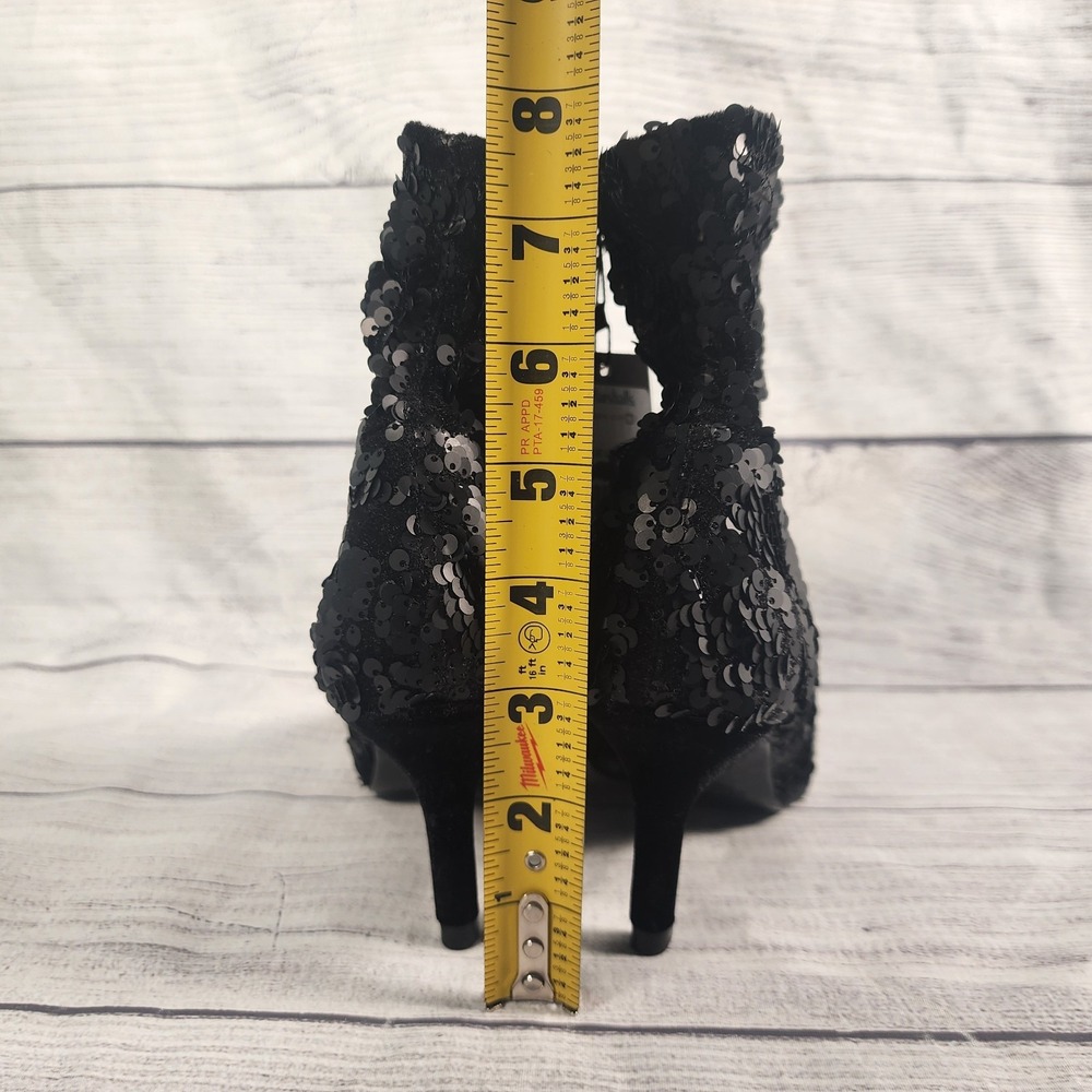 NWT Zara Woman 35 EU Black Runway Sequin Velvet Ankle Stiletto/Kitten Heel Boots - Picture 4 of 8